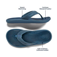 Pili Men’s Waterproof Leather Sandals - Blue Fog / Coastal Blue | Men OluKai online