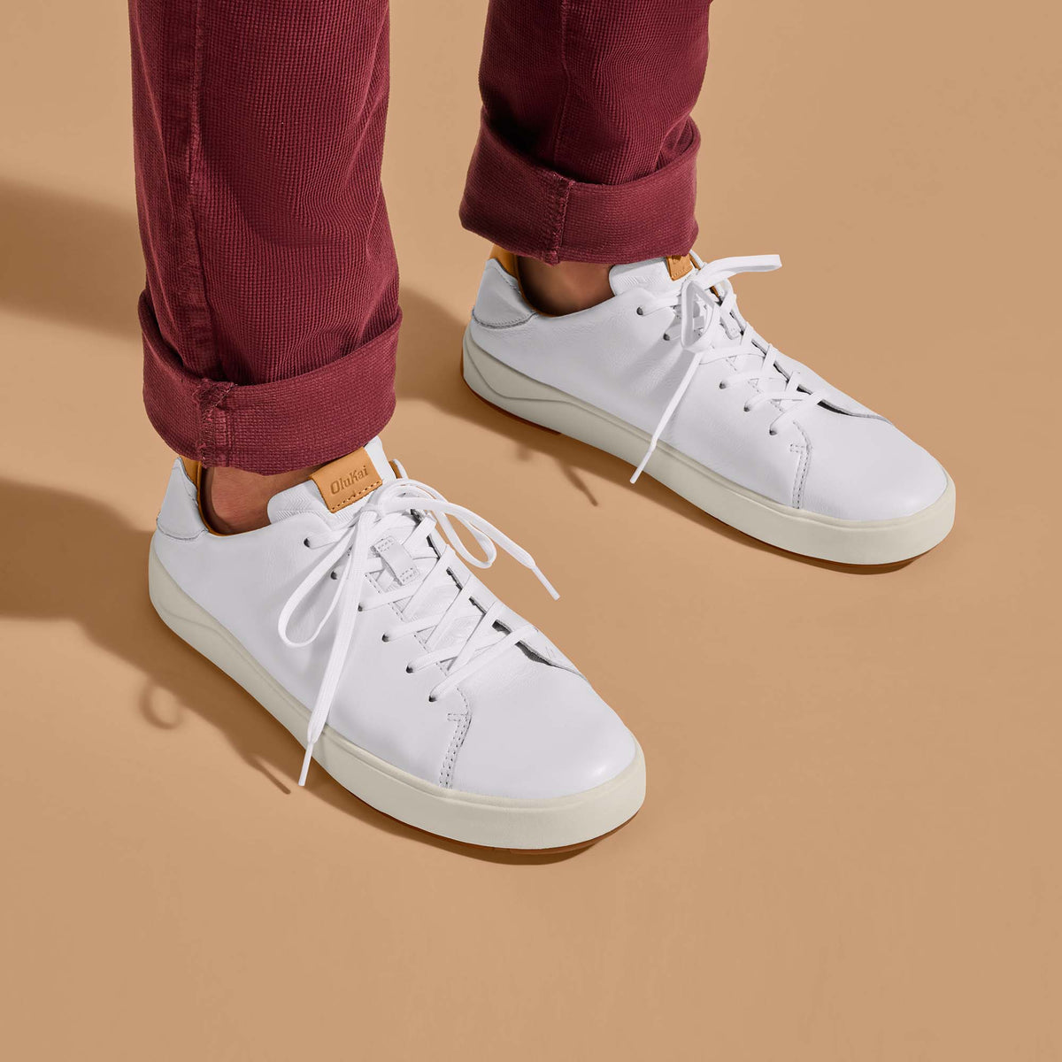 Lae‘ahi Lī ‘Ili Men's Leather Sneakers - Bright White | Men OluKai sale