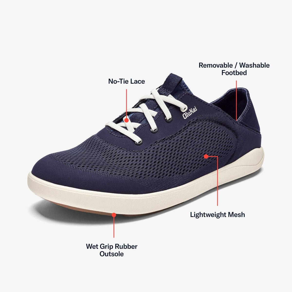 Moku Pae Men's Boat Shoes - Trench Blue / Off White | Men OluKai outlet