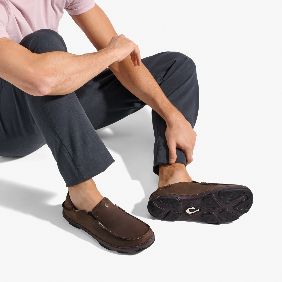 Moloā Men's Leather Slip On Shoes - Dark Wood / Dark Java | Men OluKai near me