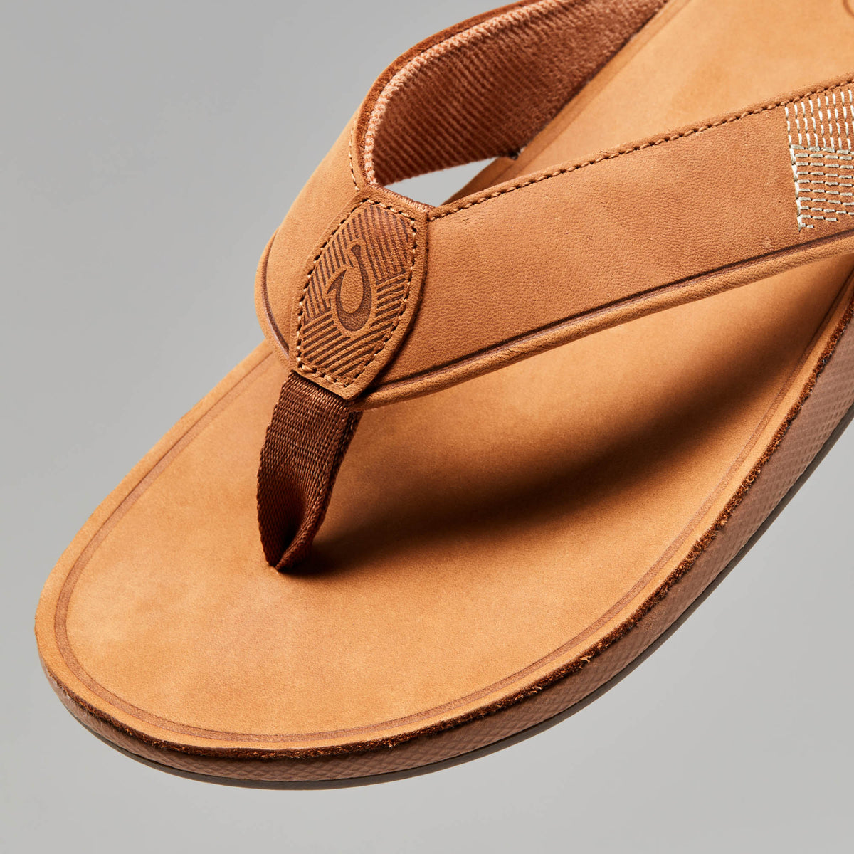 Tuahine Men's Waterproof Leather Beach Sandals - Toffee | Men OluKai on sale