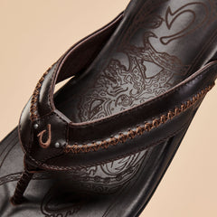Mea Ola Men's Leather Beach Sandals - Dark Java | Men OluKai outlet