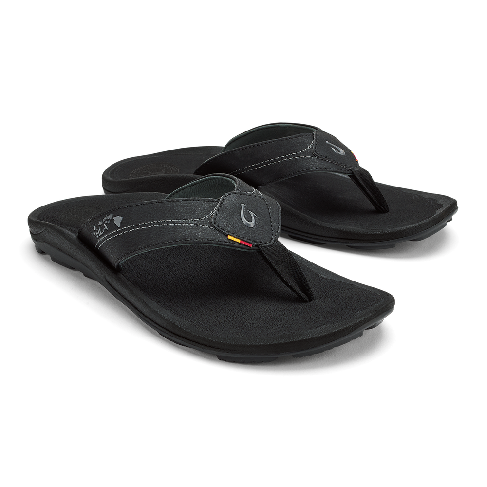 Kīpī Men’s Comfortable Beach Sandals - Black | Men OluKai outlet