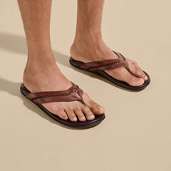 Mea Ola Men's Leather Sandals - Tan / Dark Java | Men OluKai for sale