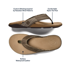 Tuahine Men's Waterproof Leather Beach Sandals - Hunter | Men OluKai online