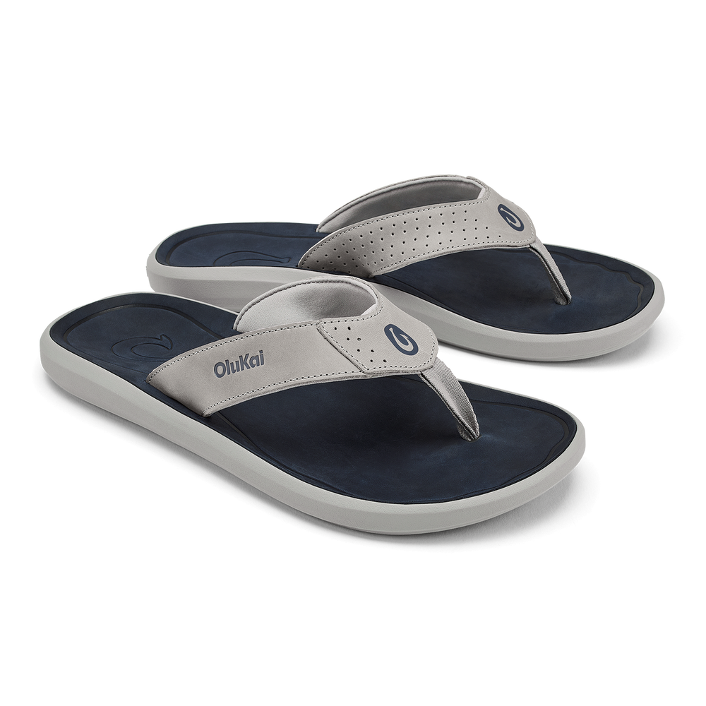 Pili Men’s Waterproof Leather Sandals - Ash / Mood Indigo | Men OluKai outlet