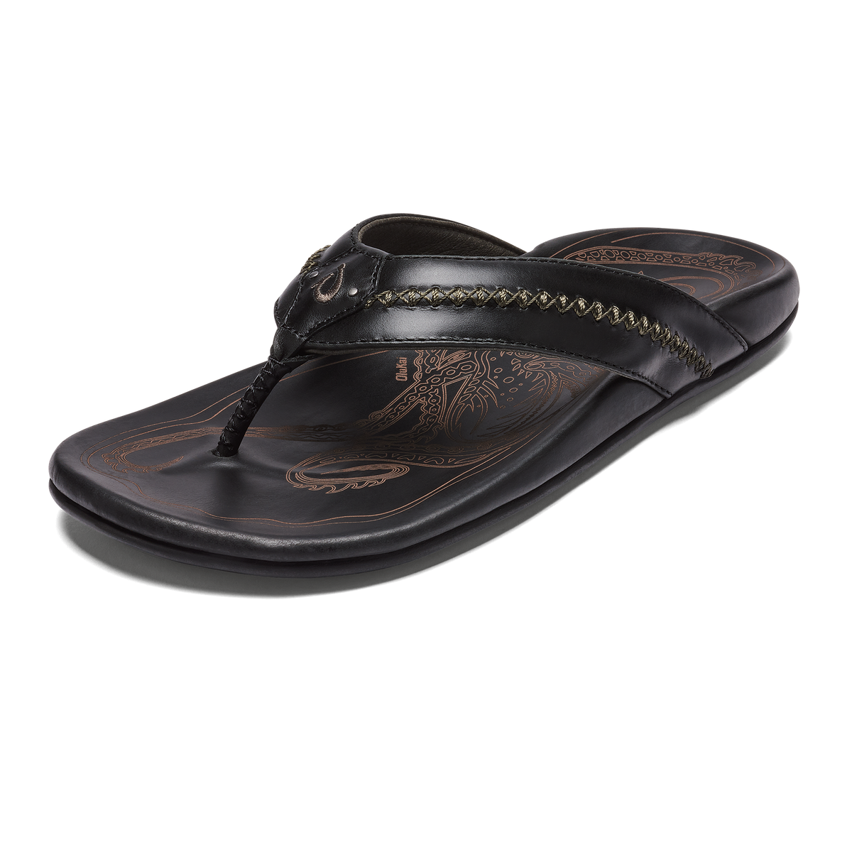 OluKai Mea Ola - Black | Men's Leather Beach Sandals | Men OluKai outlet