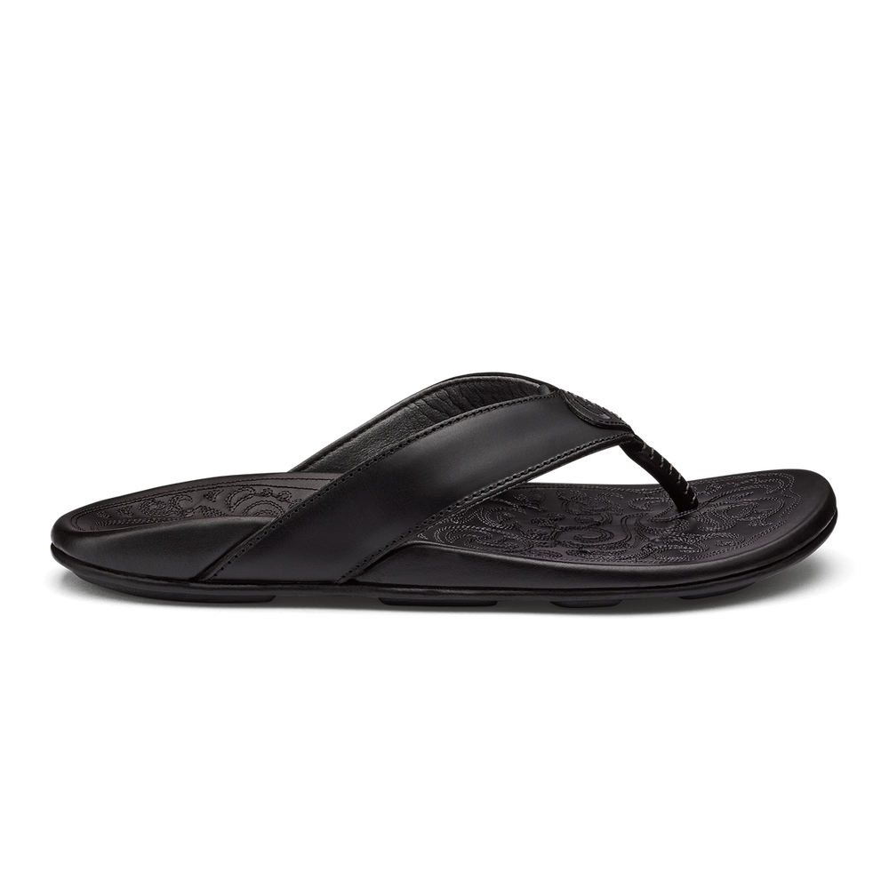 Mekila Men's Full-Grain Leather Beach Sandals - Black | Men OluKai for sale