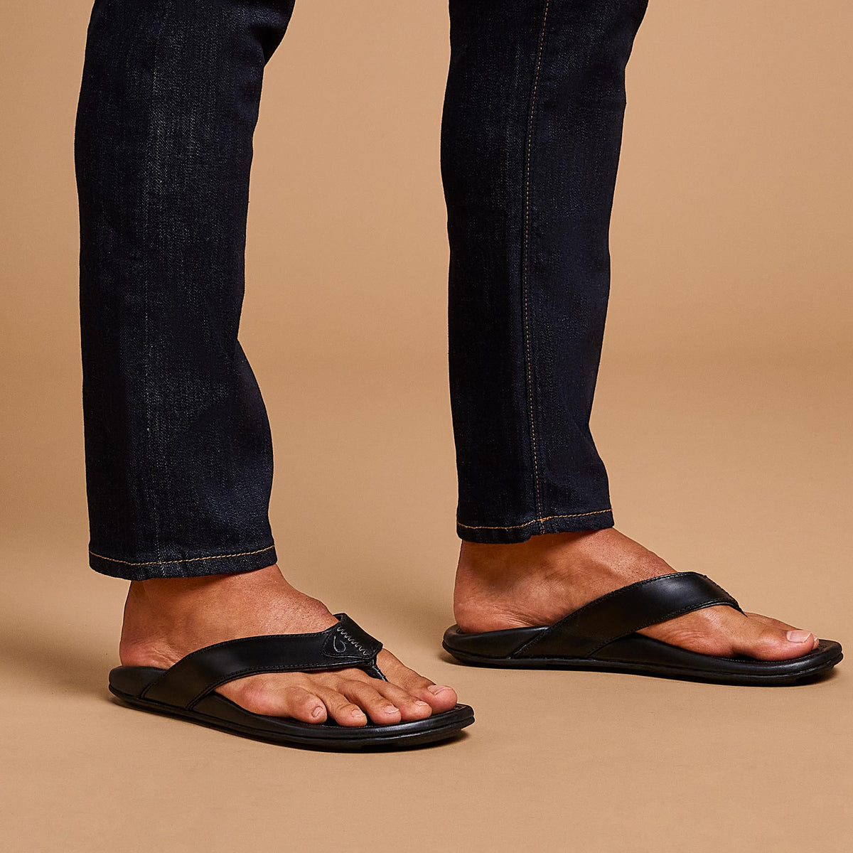 Mekila Men's Full-Grain Leather Beach Sandals - Black | Men OluKai for sale