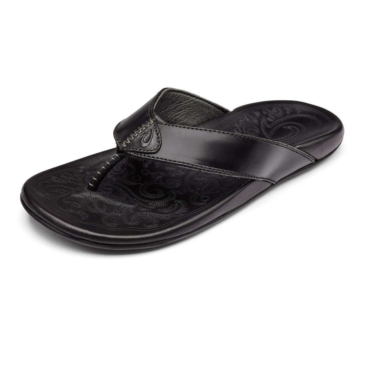 Mekila Men's Full-Grain Leather Beach Sandals - Black | Men OluKai for sale