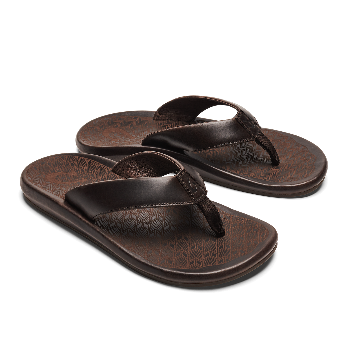 ‘Ilikai Men‘s Leather Beach Sandals - Dark Wood | Men OluKai discount