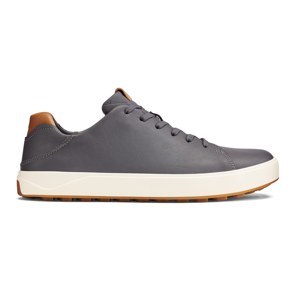 Wai‘alae Men’s Waterproof Leather Golf Shoes - Stone | Men OluKai discount