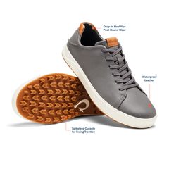 Wai‘alae Men’s Waterproof Leather Golf Shoes - Stone | Men OluKai discount