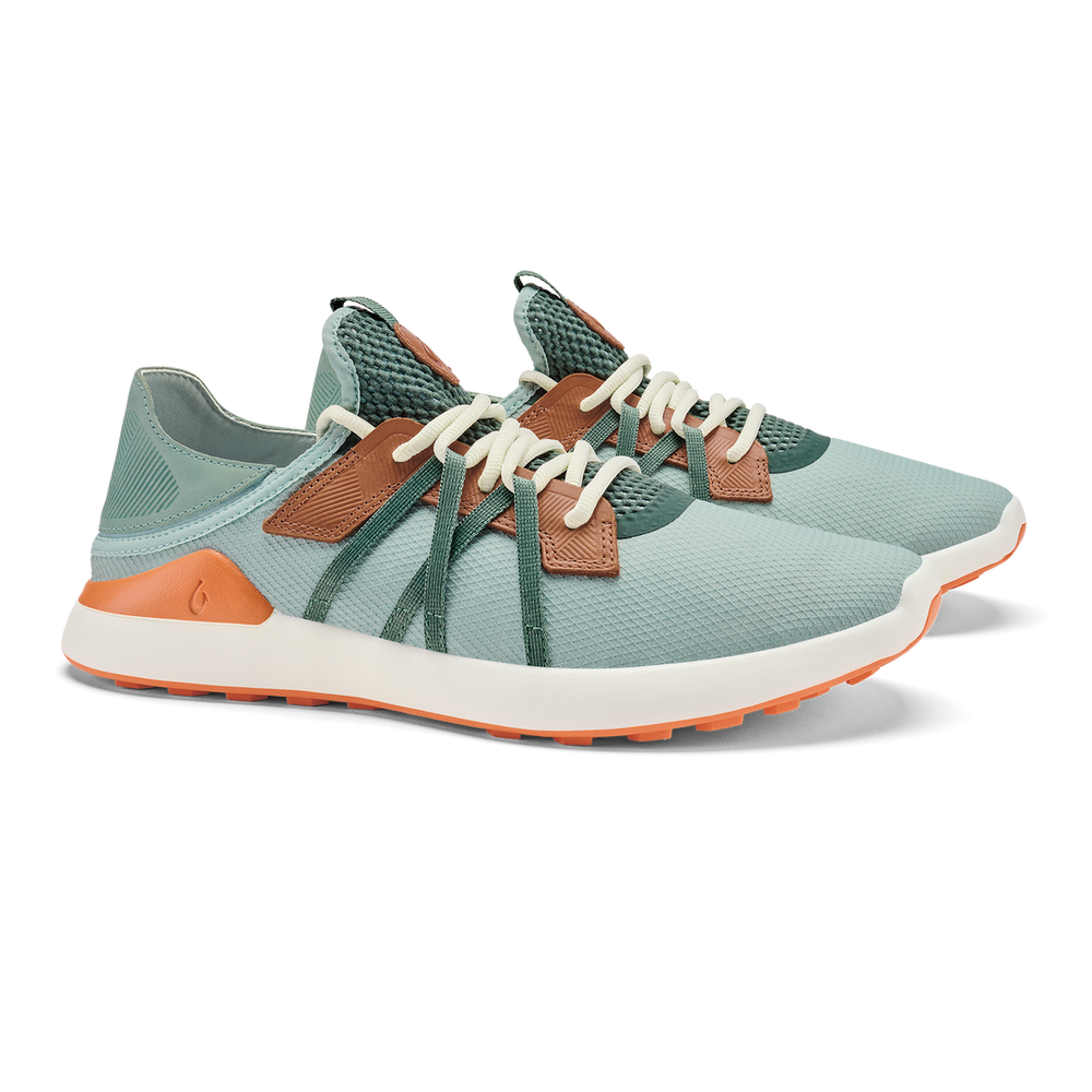 Manele Men’s Breathable Golf Shoes - Pale Moss / Molten Orange | Men OluKai sale