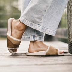 Hō‘ala Slide Women’s Slide Slipper Sandals - Tan / Puka | Women OluKai cheap