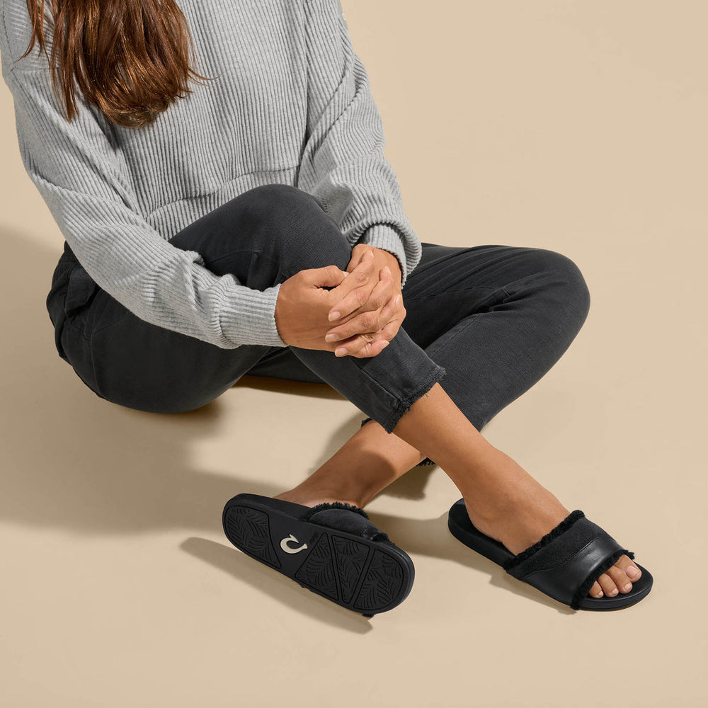 Hō‘ala Slide Women’s Slide Slipper Sandals - Black | Women OluKai for sale