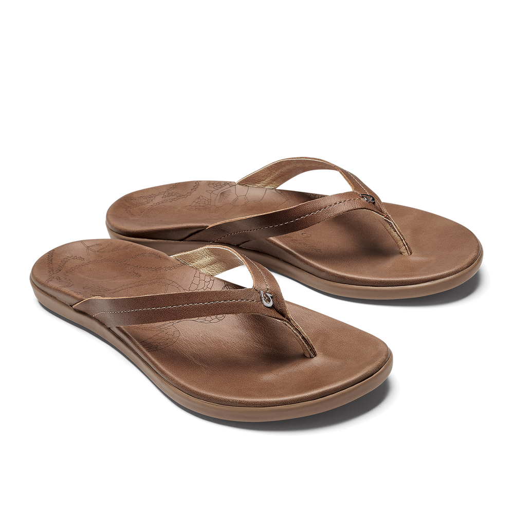 Honu Women’s Leather Beach Sandals - Tan | Women OluKai sale