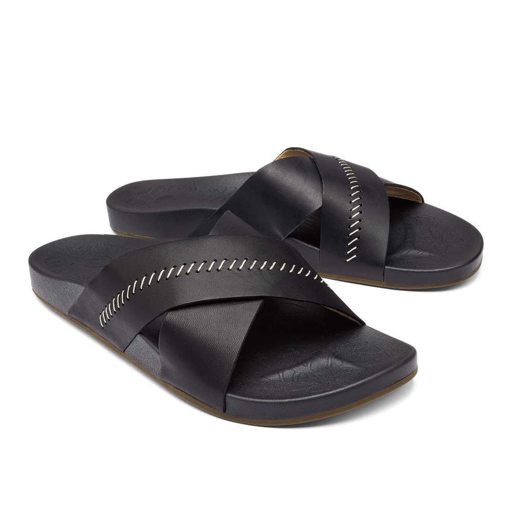 Kipe‘a ‘Olu Women‘s Slide Sandals - Black | Women OluKai for sale