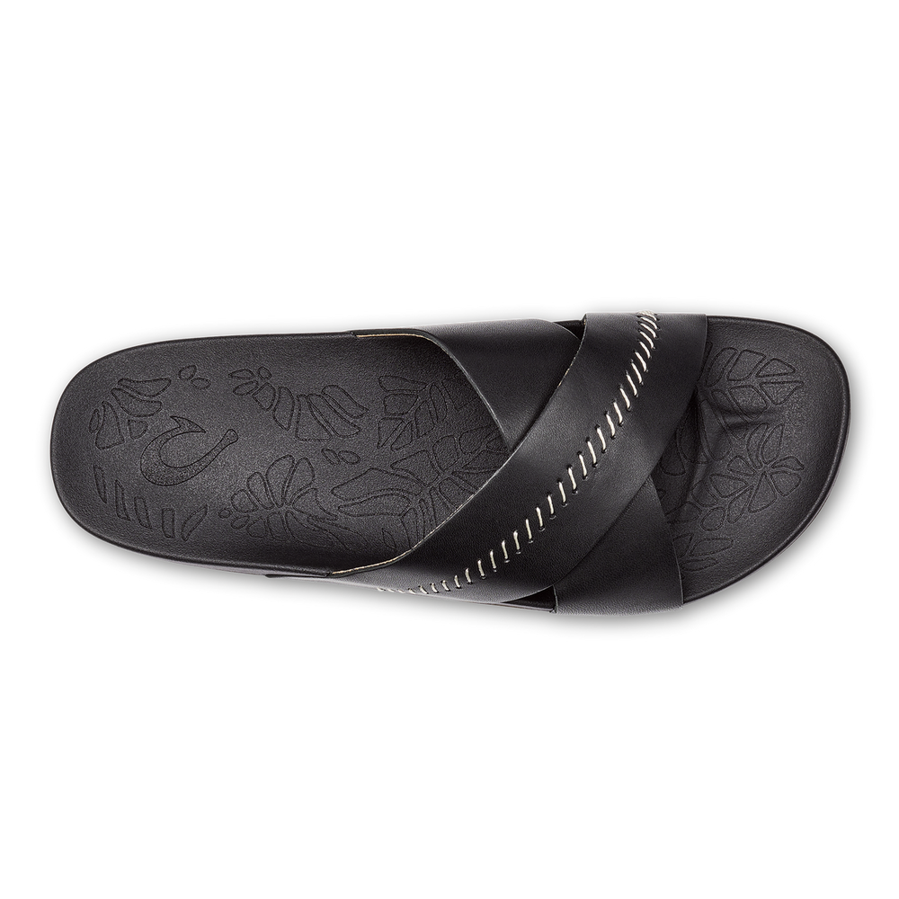 Kipe‘a ‘Olu Women‘s Slide Sandals - Black | Women OluKai for sale